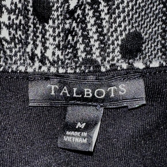 Talbots Gray Houndstooth Polka Dot Blouse Zip Back Timeless Workwear Top Size M - Picture 6 of 7
